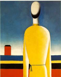 Complejo presentimiento, figura de espaldas con camiseta amarilla (1928-32), Kasimir Malevich